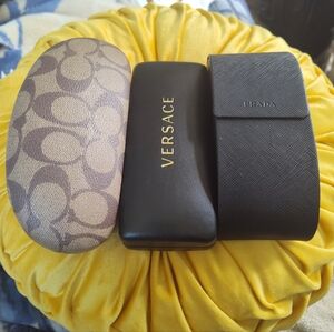 Versace Black Sunglasses Case with Coach and Prada Cases